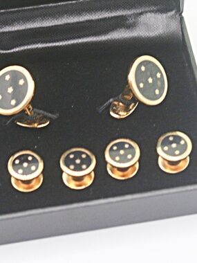 Vintage Five Star Enamel Cufflinks and Shirt Studs Set